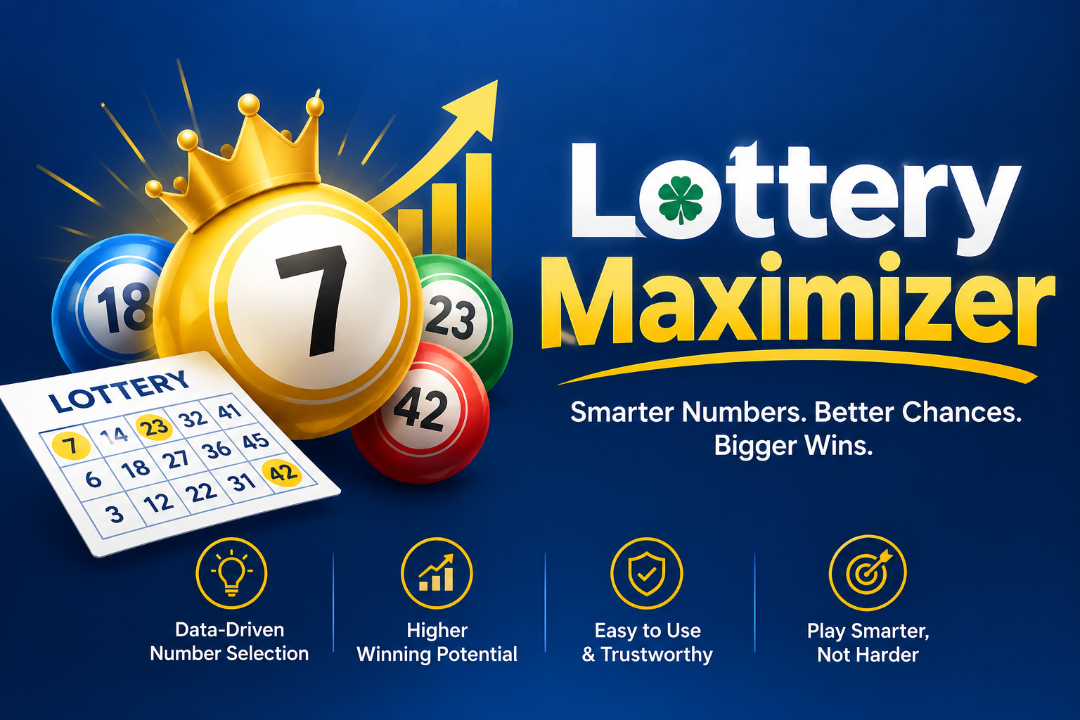 Lottery Maximizer — blue and gold promotional banner